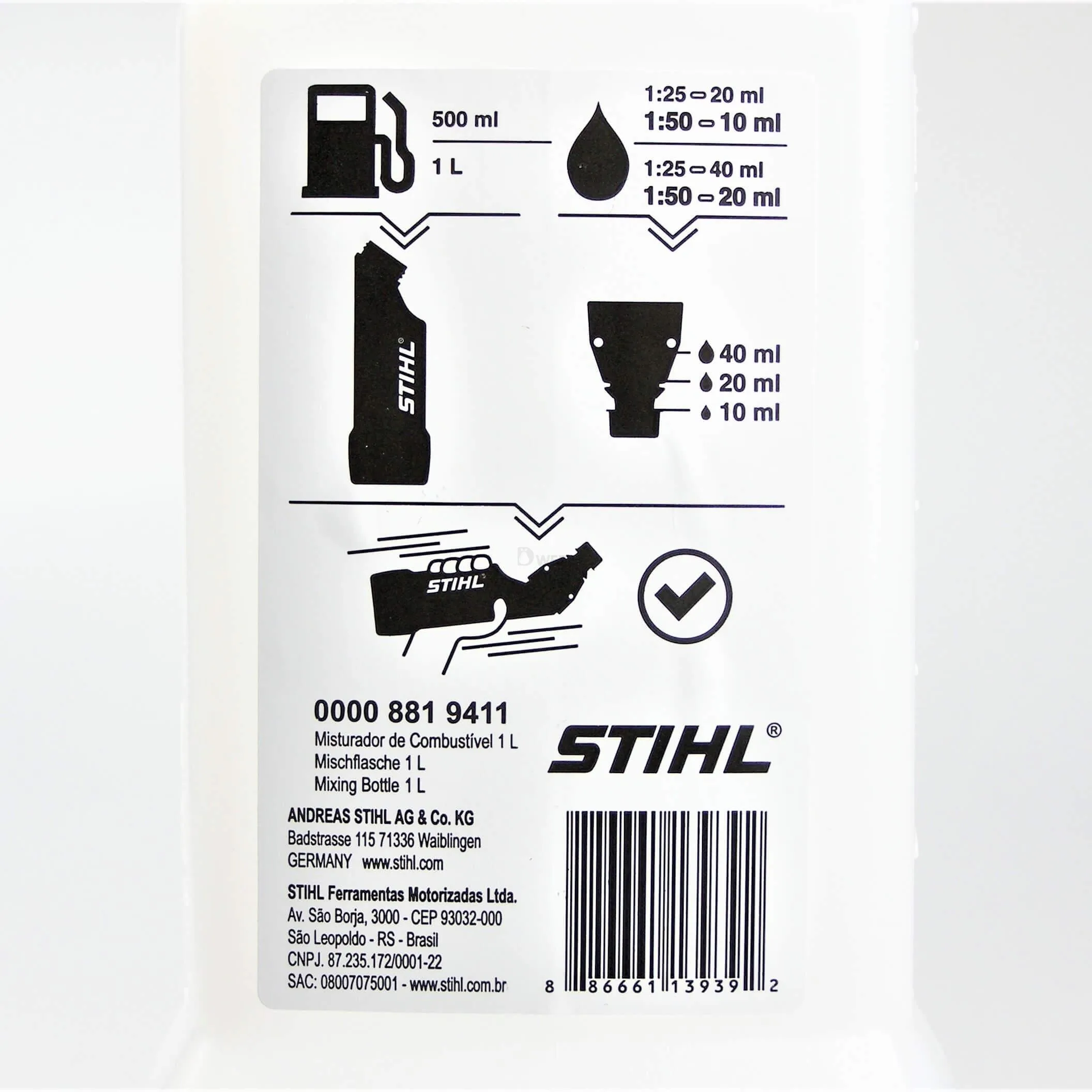 Butelka do mieszanki paliwa STIHL 1L | 0000-881-9411 - obrazek 2
