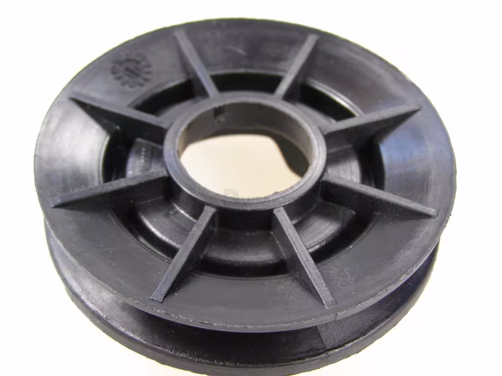 koło pasowe napędu kosiarki STIHL VIKING widok od spodu z żebrowaniem, część 6336-704-1000 6336704100.