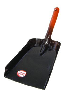 Polska szufelka metalowa do popiołu XL z dwukolorową, proszkowo malowaną rączką.