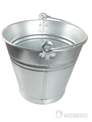 Polskie wiadro metalowe ocynkowane, dostępne w trzech rozmiarach: 10L, 12L i 15L.