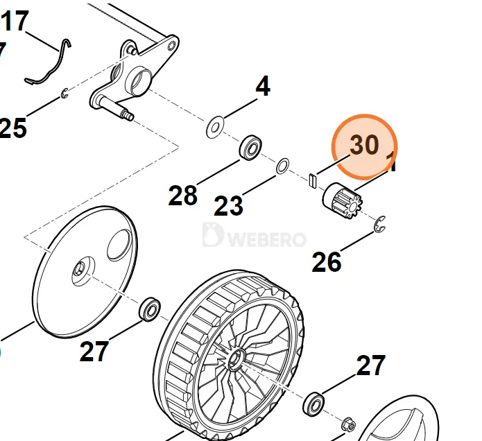 Klin mechanizmu wolnego koła napędu kosiarki | STIHL | VIKING | 0000-704-8300 - obrazek 2