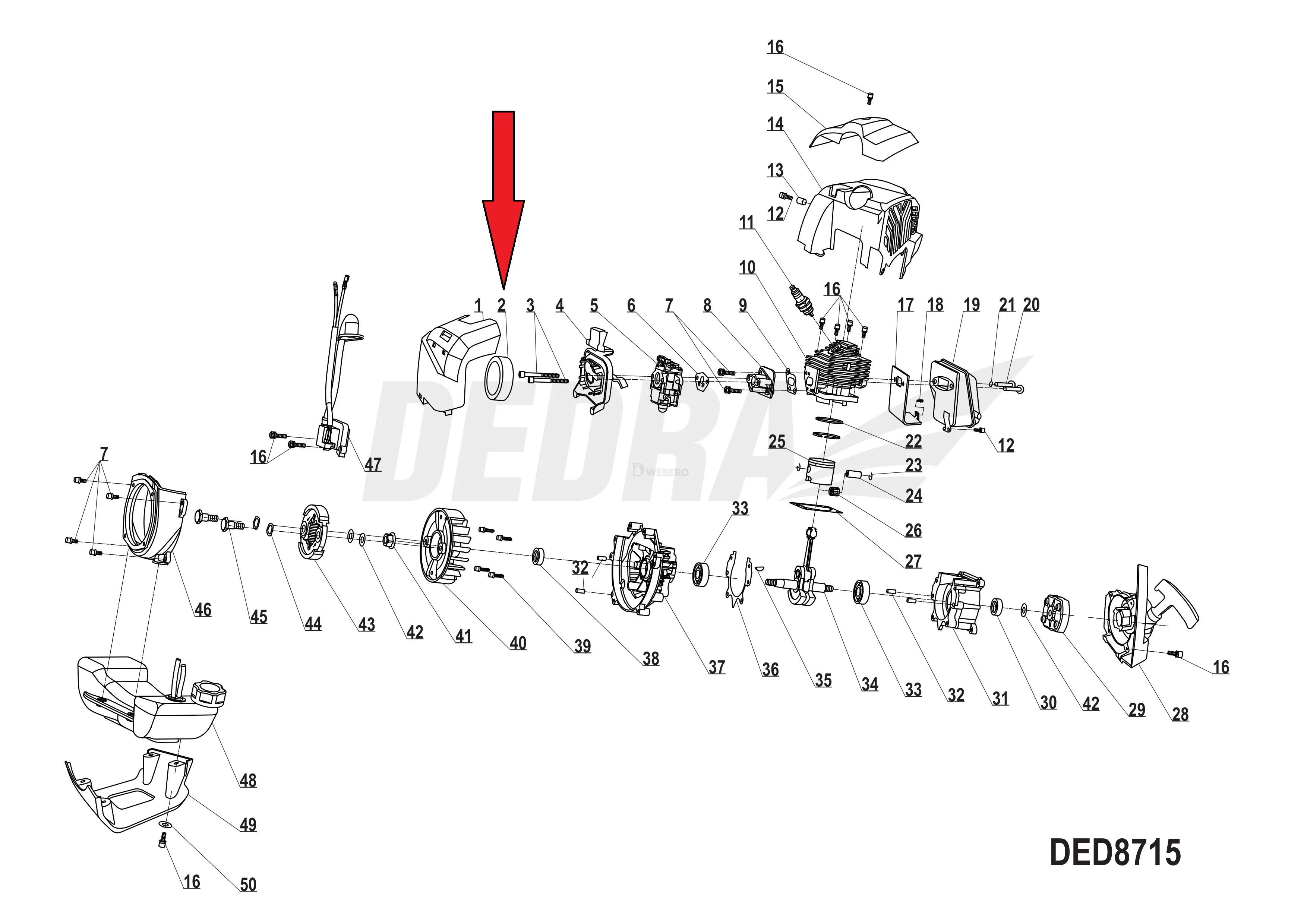 Filtr powietrza kosy spalinowej  DEDRA DED8715 - obrazek 4