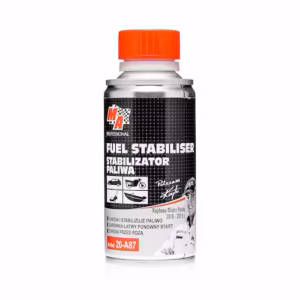 Metalowa puszka zawierająca stabilizator paliwa zapobiegający jego starzeniu firmy amtra MA PROSESSIONAL 20-A87- 150ml na białym tle.
